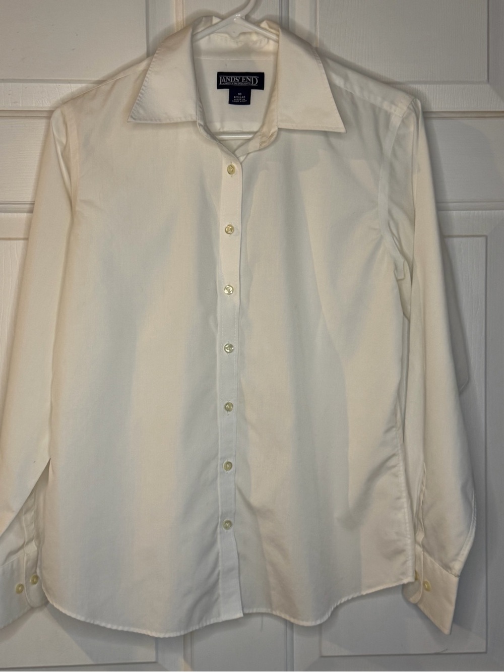 Lands' End White Button-Front Women's Dress Shirt